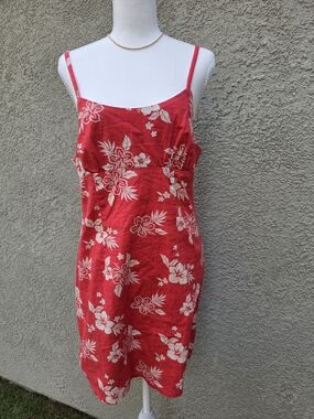 WILD FABLE Red Floral Spaghetti-Strap Slip Dress
